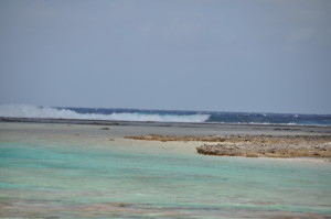 Onde del Pacifico sulla barriera corallina